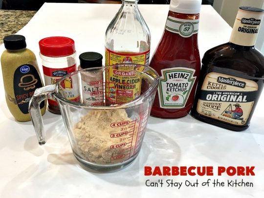 Barbecue Pork | Can't Stay Out of the Kitchen | this is the BEST pulled #pork #recipe ever! We serve it on onion rolls, plain or stuffed in baked potatoes. It's finger lickin' good! The homemade #BBQ sauce is amazing. #BarbecuePork #PulledPork #Sandwich #Crockpot #BBQPorkSandwiches #SlowCooker