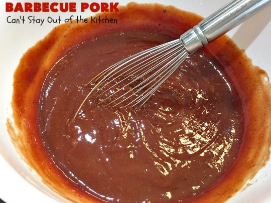 Barbecue Pork | Can't Stay Out of the Kitchen | this is the BEST pulled #pork #recipe ever! We serve it on onion rolls, plain or stuffed in baked potatoes. It's finger lickin' good! The homemade #BBQ sauce is amazing. #BarbecuePork #PulledPork #Sandwich #Crockpot #BBQPorkSandwiches #SlowCooker