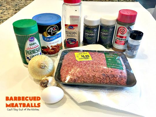 Barbecued Meatballs | Can't Stay Out of the Kitchen | this mouthwatering #slowcooker dish is great as an #appetizer or served over rice for a main dish. Homemade #BBQ sauce is wonderful. The #meatballs are #glutenfree.