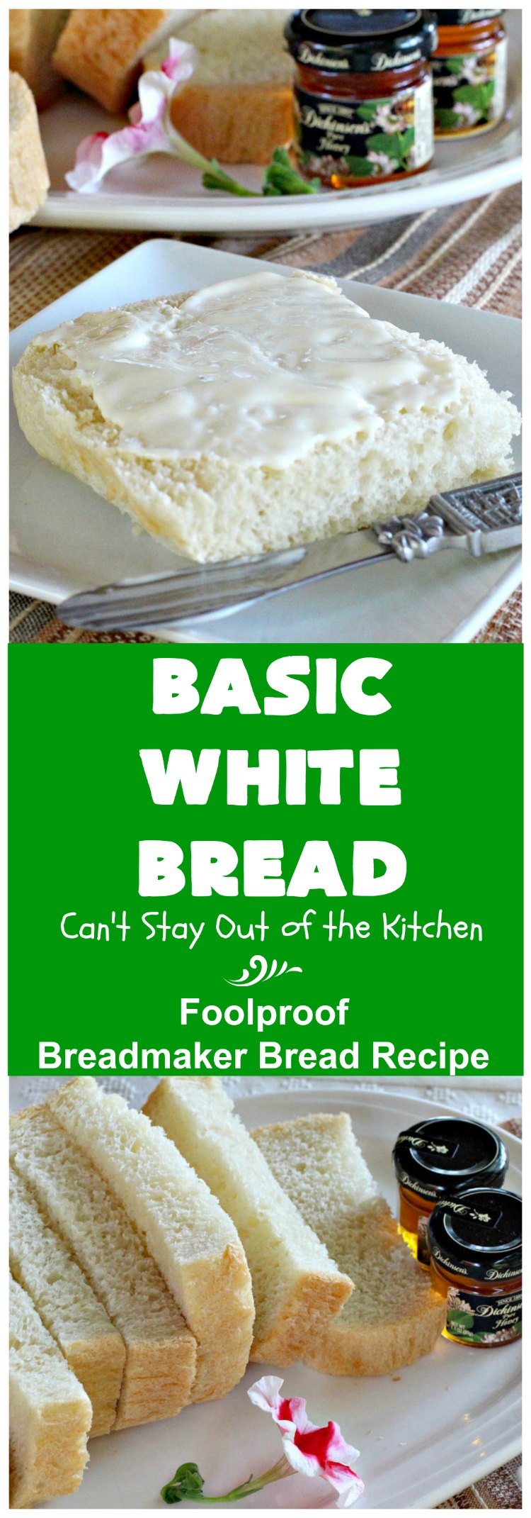 Basic White Bread | Can't Stay Out of the Kitchen | this is the easies #HomemadeBread #recipe ever since it's made in the #breadmaker. So delicious & bakes up perfectly every time. Wonderful side dish for any kind of meal. Delightful for #breakfast too. #bread #BasicWhiteBread