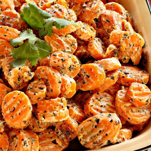 Basil Carrots | Can't Stay Out of the Kitchen | It doesn't get any easier than this quick 5-ingredient #carrot #recipe. It's a terrific #SideDish for company or #holidays like #MothersDay or #FathersDay. But it's so easy you'll want to whip it up for family dinners too. #Basil #BasilCarrots #GlutenFree #Holiday #HolidaySideDish