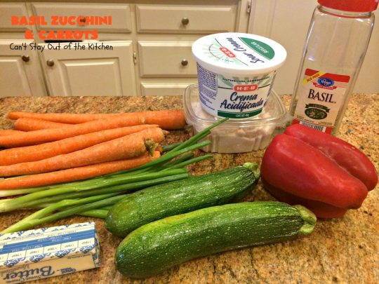 Basil Zucchini and Carrots | Can't Stay Out of the Kitchen | this quick & easy #recipe is terrific for weeknight suppers, or #holiday or company dinners. It tastes wonderful & only uses a handful of ingredients! #Zucchini #carrots #glutenFree #HolidaySideDish #BasilZucchiniAndCarrots