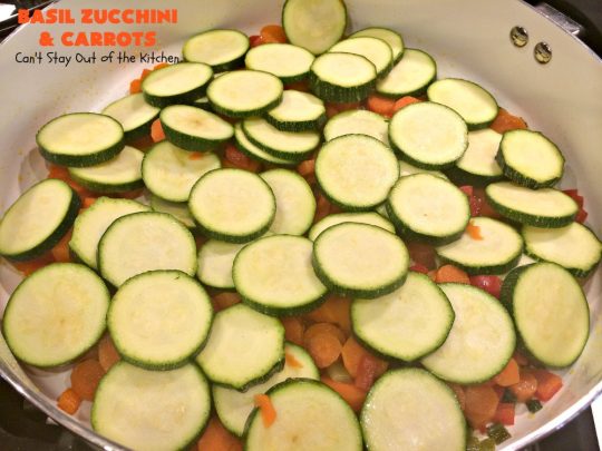 Basil Zucchini and Carrots | Can't Stay Out of the Kitchen | this quick & easy #recipe is terrific for weeknight suppers, or #holiday or company dinners. It tastes wonderful & only uses a handful of ingredients! #Zucchini #carrots #glutenFree #HolidaySideDish #BasilZucchiniAndCarrots