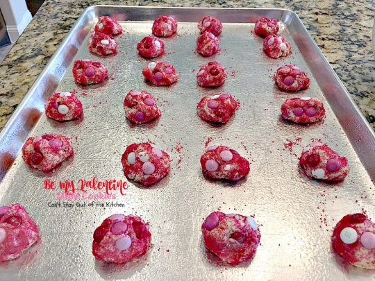 Be My Valentine M&M Cookies | Can't Stay Out of the Kitchen | these outrageous #cookies are perfect for any occasion. Just switch out the colored sugar crystals used. #ParadiseCafe #copycat recipe. #dessert #M&Ms #Valentine'sDay