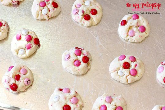 Be My Valentine M&M Cookies | Can't Stay Out of the Kitchen | these outrageous #cookies are perfect for any occasion. Just switch out the colored sugar crystals used. #ParadiseCafe #copycat recipe. #dessert #M&Ms #Valentine'sDay
