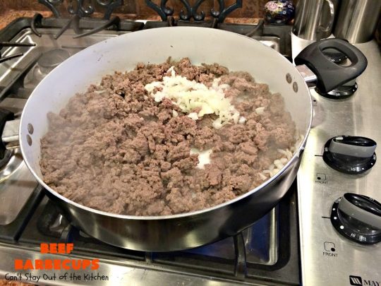 Beef Barbecups | Can't Stay Out of the Kitchen | these fantastic #appetizers use ground #beef, #SweetBabyRays #BBQ sauce & #cheddarcheese. This is a super easy 6-ingredient recipe that's terrific for #tailgating, #NewYearsEve or #SuperBowl parties.