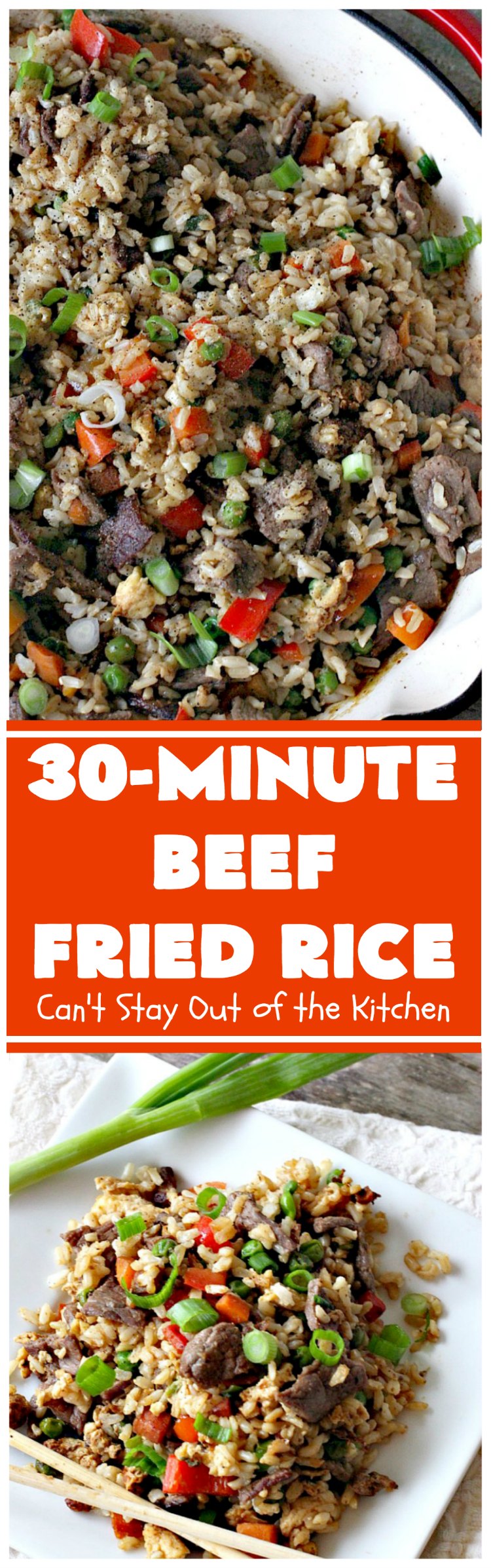 Beef Fried Rice | Can't Stay Out of the Kitchen | easy 30-minute meal! fabulous #FriedRice with #beef & lots of #veggies. Perfect for #freezermeals.