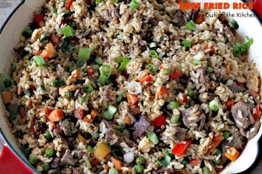 Beef Fried Rice | Can't Stay Out of the Kitchen | easy 30-minute meal! fabulous #FriedRice with #beef & lots of #veggies. Perfect for #freezermeals.