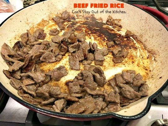Beef Fried Rice | Can't Stay Out of the Kitchen | easy 30-minute meal! fabulous #FriedRice with #beef & lots of #veggies. Perfect for #freezermeals.