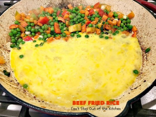 Beef Fried Rice | Can't Stay Out of the Kitchen | easy 30-minute meal! fabulous #FriedRice with #beef & lots of #veggies. Perfect for #freezermeals.