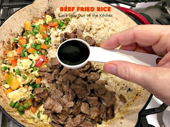 Beef Fried Rice | Can't Stay Out of the Kitchen | easy 30-minute meal! fabulous #FriedRice with #beef & lots of #veggies. Perfect for #freezermeals.