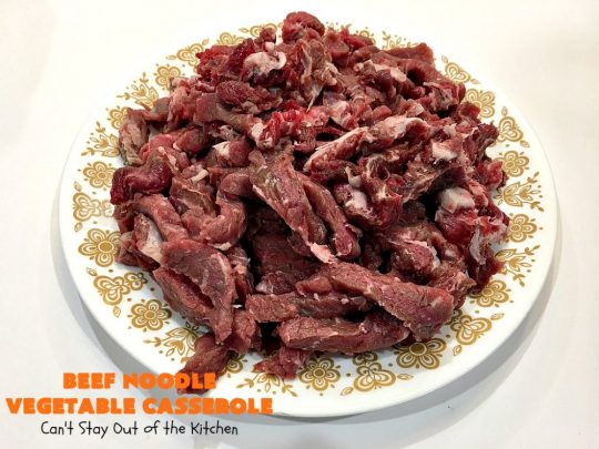 Beef Noodle Vegetable Casserole | Can't Stay Out of the Kitchen | this makes the best comfort food meal ever! The #recipe uses #StewBeef or #steak, #AmishNoodles, mixed vegetables, #Beef #Consomme #FrenchOnionSoup & #GoldenMushroomSoup. The flavors are terrific. Hearty, filling and so satisfying. #BeefNoodleCasserole #BeefNoodleVegetableCasserole #noodles #pasta 