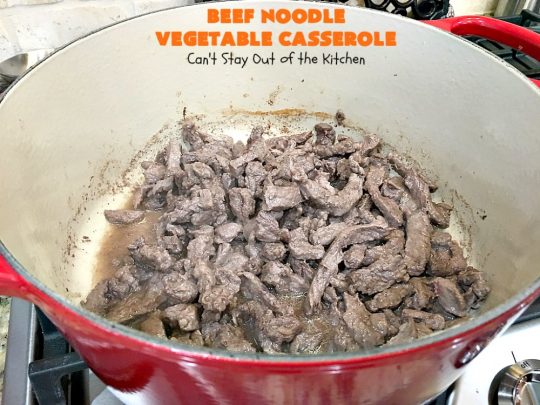 Beef Noodle Vegetable Casserole | Can't Stay Out of the Kitchen | this makes the best comfort food meal ever! The #recipe uses #StewBeef or #steak, #AmishNoodles, mixed vegetables, #Beef #Consomme #FrenchOnionSoup & #GoldenMushroomSoup. The flavors are terrific. Hearty, filling and so satisfying. #BeefNoodleCasserole #BeefNoodleVegetableCasserole #noodles #pasta 