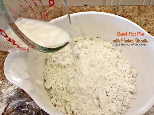 Beef Pot Pie with Herbed Biscuits | Can't Stay Out of the Kitchen | one of the most amazing and delicious #beefpotpie recipes you'll ever eat. These #homemade #biscuits are #glutenfree but you can use regular flour, too. #beef #veggies