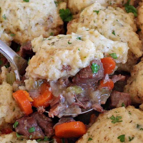 Beef Stew with Dilly Dumplings | Can't Stay Out of the Kitchen | Classic #BeefStew is teamed with some light and airy #DillyDumplings for an entree your whole family will enjoy. This mouthwatering meal is terrific anytime of the year but even more so in the fall or winter months. This sumptuous #stew is a stick-to-the-ribs meal that is irresistible. #beef #potatoes #carrots #dumplings #BeefStewWithDillyDumplings