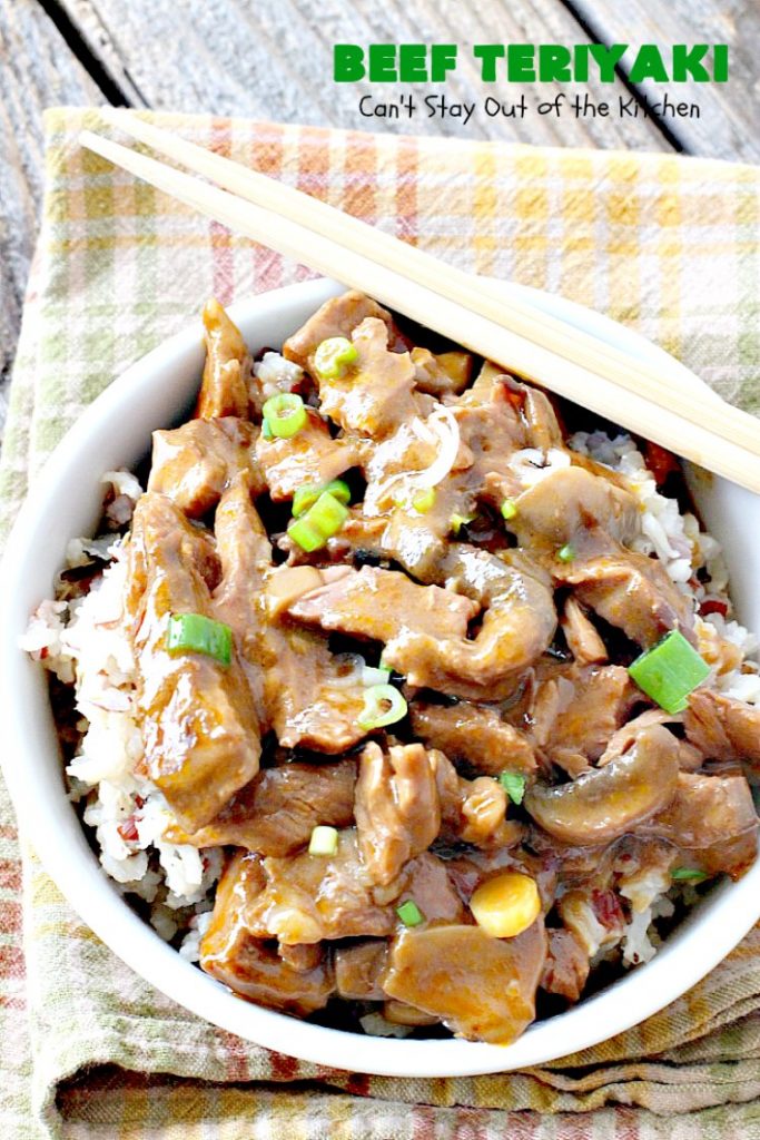 Beef Teriyaki | Can't Stay Out of the Kitchen | sumptuous main dish that's perfect for either family or company dinners. Easy 5-ingredient recipe takes only a couple minutes to prepare and slow cooks in the oven. #beef