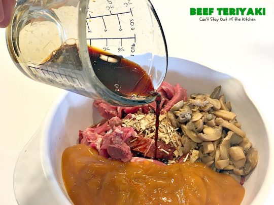 Beef Teriyaki | Can't Stay Out of the Kitchen | sumptuous main dish that's perfect for either family or company dinners. Easy 5-ingredient recipe takes only a couple minutes to prepare and slow cooks in the oven. #beef