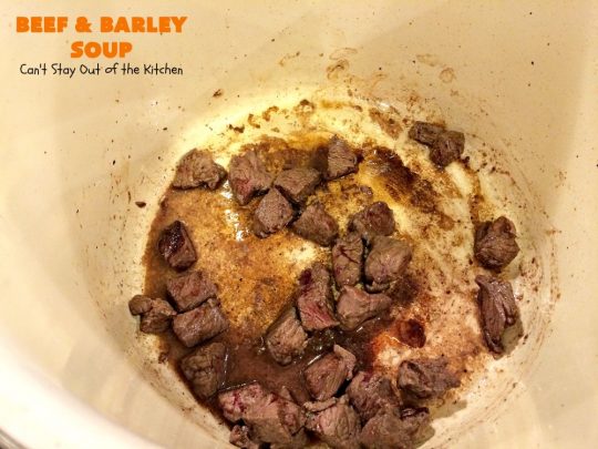 Beef and Barley Soup | Can't Stay Out of the Kitchen | my husband couldn't stop eating this fantastic #beef #soup! It was a winner in our house! #barley