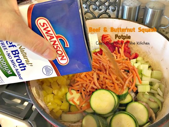 Beef and Butternut Squash Potpie | Can't Stay Out of the Kitchen | these #potpies are amazing. #Steak, apples & #butternutsquash are added to lots of veggies and seasoned with just a hint of cinnamon, nutmegs & cloves. Our company loved these #beef potpies. 