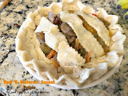 Beef and Butternut Squash Potpie | Can't Stay Out of the Kitchen | these #potpies are amazing. #Steak, apples & #butternutsquash are added to lots of veggies and seasoned with just a hint of cinnamon, nutmegs & cloves. Our company loved these #beef potpies. 