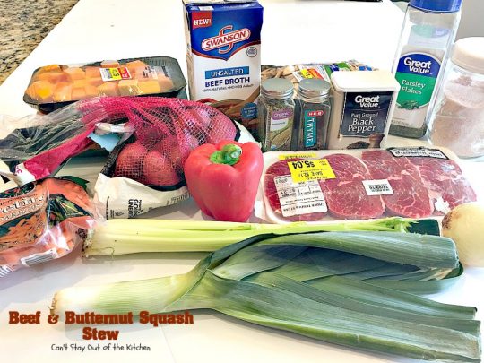 Beef and Butternut Squash Stew | Can't Stay Out of the Kitchen | amazing comfort food. #beef & #butternutsquash work so well together. We loved this #stew. Made in the #crockpot. #glutenfree #soup