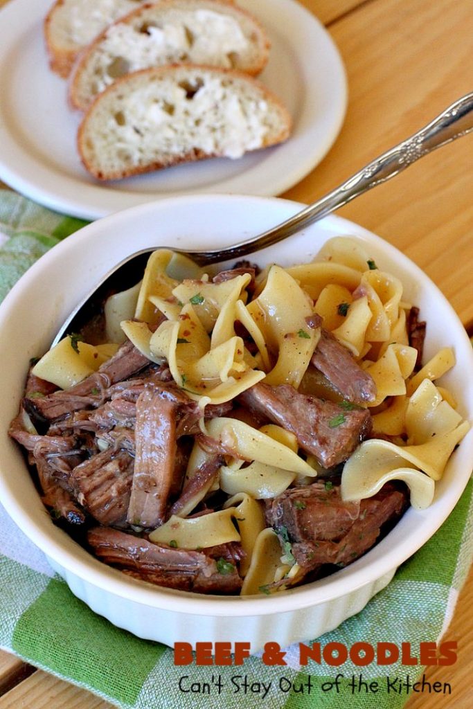 Beef and Noodles | Can't Stay Out of the Kitchen | this fantastic #GooseberryPatch #recipe is comfort food for the soul! It's savory, scrumptious & so welcome on cold, winter nights when you want something to warm you up. Easy, delicious & kid-friendly. #beef #SlowCooker #Noodles #Pasta #BeefEntree #BeefAndNoodles