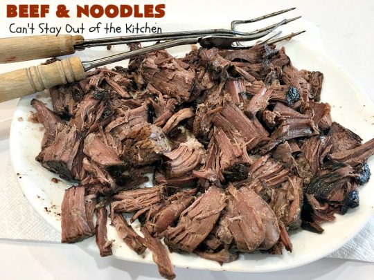 Beef and Noodles | Can't Stay Out of the Kitchen | this fantastic #GooseberryPatch #recipe is comfort food for the soul! It's savory, scrumptious & so welcome on cold, winter nights when you want something to warm you up. Easy, delicious & kid-friendly. #beef #SlowCooker #Noodles #Pasta #BeefEntree #BeefAndNoodles