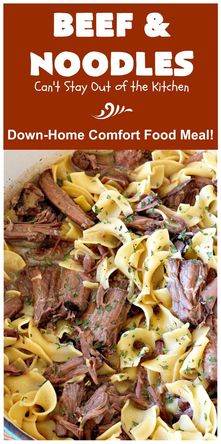 Beef and Noodles | Can't Stay Out of the Kitchen | this fantastic #GooseberryPatch #recipe is comfort food for the soul! It's savory, scrumptious & so welcome on cold, winter nights when you want something to warm you up. Easy, delicious & kid-friendly. #beef #SlowCooker #Noodles #Pasta #BeefEntree #BeefAndNoodles