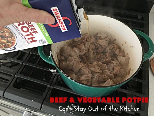 Beef & Vegetable Potpie | Can't Stay Out of the Kitchen | scrumptious #Potpie #recipe with #StewBeef seasoned with #MontrealSteakSeasoning, #potatoes, #carrots, #peas, #GreenBeans & corn in a delicious, flaky #HomemadePieCrust. Every bite is mouthwatering, irresistible comfort food! #beef #BeefAndVegetablePotPie