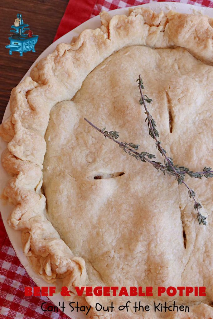 Beef & Vegetable Potpie | Can't Stay Out of the Kitchen | scrumptious #Potpie #recipe with #StewBeef seasoned with #MontrealSteakSeasoning, #potatoes, #carrots, #peas, #GreenBeans & corn in a delicious, flaky #HomemadePieCrust. Every bite is mouthwatering, irresistible comfort food! #beef #BeefAndVegetablePotPie