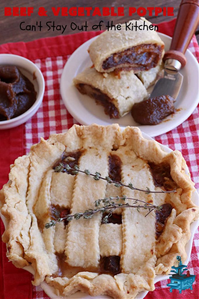 Beef & Vegetable Potpie | Can't Stay Out of the Kitchen | scrumptious #Potpie #recipe with #StewBeef seasoned with #MontrealSteakSeasoning, #potatoes, #carrots, #peas, #GreenBeans & corn in a delicious, flaky #HomemadePieCrust. Every bite is mouthwatering, irresistible comfort food! #beef #BeefAndVegetablePotPie