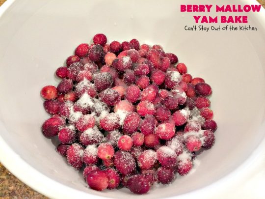 Berry Mallow Yam Bake | Can't Stay Out of the Kitchen | this is my husband's favorite #sweetpotato #casserole hands down! He eats this like a #dessert! It uses #cranberries, an oatmeal streusel topping, & #marshmallows on top. It's terrific for any #holiday or company dinner, but especially great for #Thanksgiving and #Christmas. #glutenfree