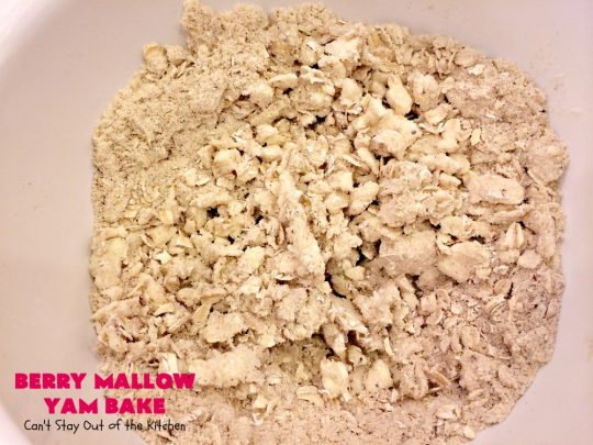 Berry Mallow Yam Bake | Can't Stay Out of the Kitchen | this is my husband's favorite #sweetpotato #casserole hands down! He eats this like a #dessert! It uses #cranberries, an oatmeal streusel topping, & #marshmallows on top. It's terrific for any #holiday or company dinner, but especially great for #Thanksgiving and #Christmas. #glutenfree