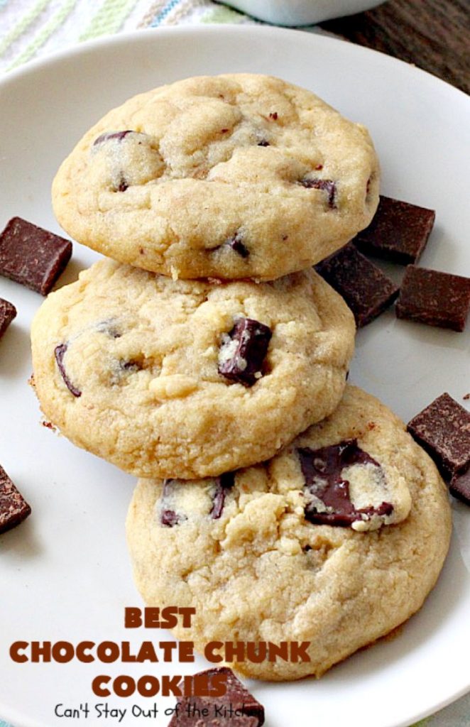 Best Chocolate Chunk Cookies | Can't Stay Out of the Kitchen | these outrageous #cookies start with a #copycat recipe for #MrsFields cookies & use loads of #chocolate chunks. They're heavenly. #dessert #tailgating