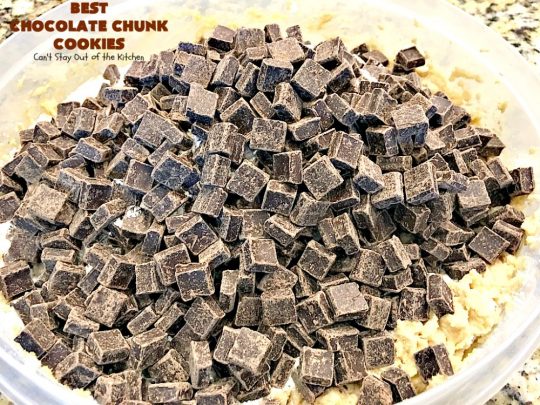 Best Chocolate Chunk Cookies | Can't Stay Out of the Kitchen | these outrageous #cookies start with a #copycat recipe for #MrsFields cookies & use loads of #chocolate chunks. They're heavenly. #dessert #tailgating