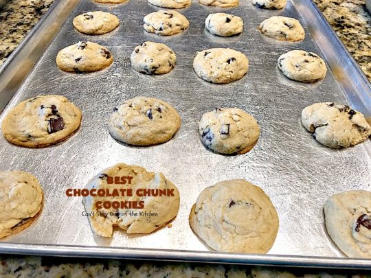 Best Chocolate Chunk Cookies | Can't Stay Out of the Kitchen | these outrageous #cookies start with a #copycat recipe for #MrsFields cookies & use loads of #chocolate chunks. They're heavenly. #dessert #tailgating