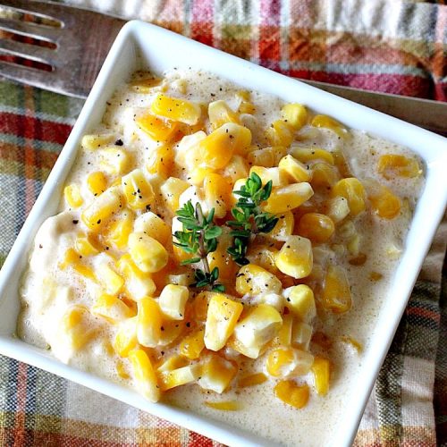 Best Ever Slow Cooker Creamed Corn | Can't Stay Out of the Kitchen | this fantastic #corn dish is terrific for company & #holiday dinners. It's so easy since it's made in the #crockpot. Takes only 5 minutes to prepare! It got rave reviews when we served it to our company. #casserole #glutenfree