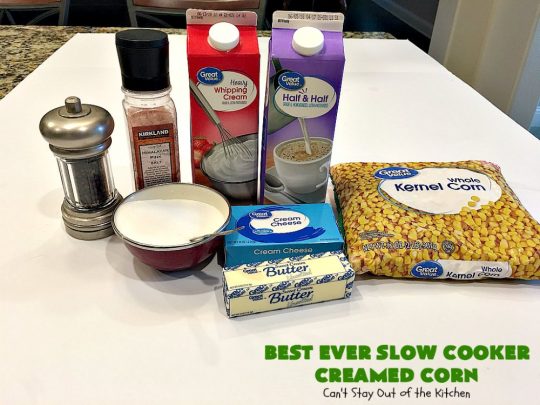 Best Ever Slow Cooker Creamed Corn | Can't Stay Out of the Kitchen | this fantastic #corn dish is terrific for company & #holiday dinners. It's so easy since it's made in the #crockpot. Takes only 5 minutes to prepare! It got rave reviews when we served it to our company. #casserole #glutenfree