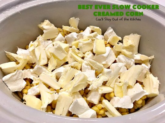 Best Ever Slow Cooker Creamed Corn | Can't Stay Out of the Kitchen | this fantastic #corn dish is terrific for company & #holiday dinners. It's so easy since it's made in the #crockpot. Takes only 5 minutes to prepare! It got rave reviews when we served it to our company. #casserole #glutenfree