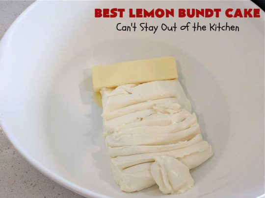 Best Lemon Bundt Cake | Can't Stay Out of the Kitchen | this fantastic #cake is better than #NothingBundtCakes! It uses a #lemon cake mix, lemon jell-O, vanilla pudding mix & #LemonPieFilling. Then it's topped with a scrumptious #CreamCheese icing that's out of this world. If you enjoy lemony #desserts this one is terrific for #holiday or company dinners. #HolidayDessert #LemonDessert #LemonCake #BestLemonBundtCake