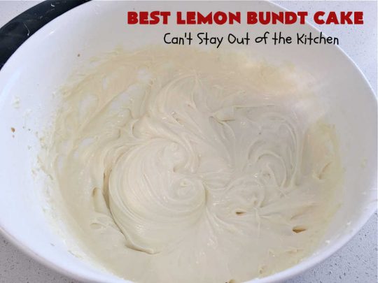 Best Lemon Bundt Cake | Can't Stay Out of the Kitchen | this fantastic #cake is better than #NothingBundtCakes! It uses a #lemon cake mix, lemon jell-O, vanilla pudding mix & #LemonPieFilling. Then it's topped with a scrumptious #CreamCheese icing that's out of this world. If you enjoy lemony #desserts this one is terrific for #holiday or company dinners. #HolidayDessert #LemonDessert #LemonCake #BestLemonBundtCake