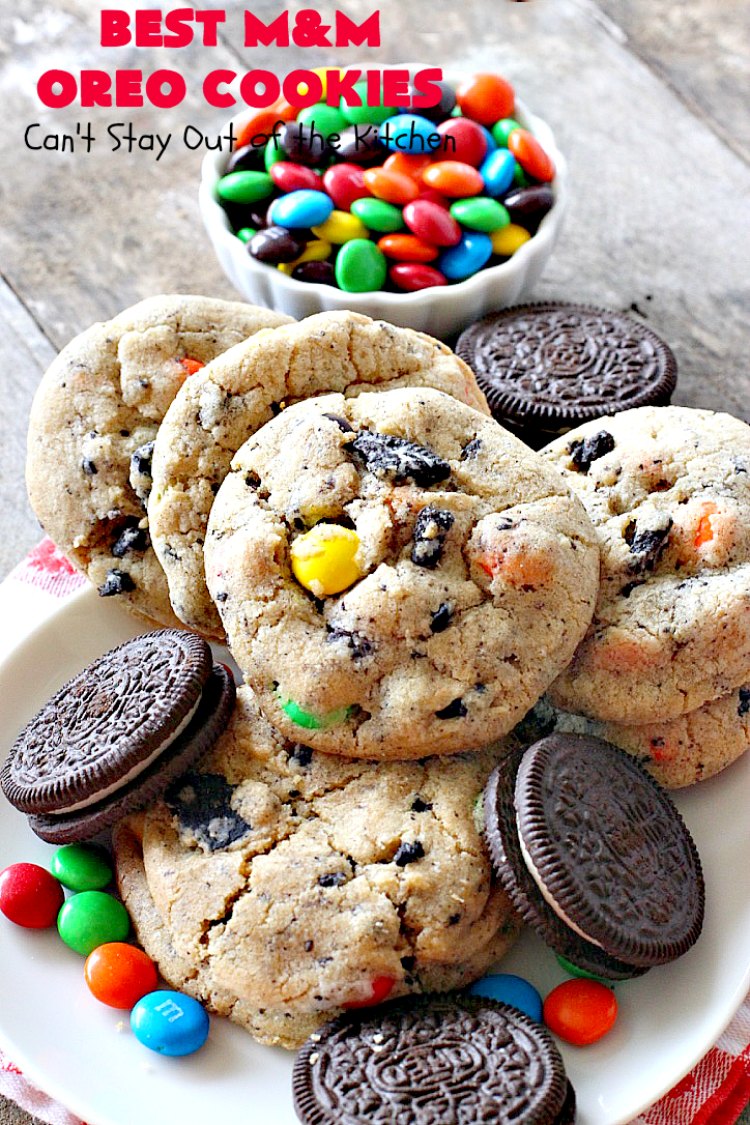 Best M&M Oreo Cookies | Can't Stay Out of the Kitchen | these #cookies will have you drooling after the first bite! #Oreos & #M&Ms taste so superb in this fantastic #chocolate #dessert. Terrific for #holiday baking. #tailgating