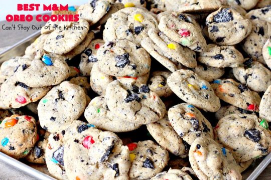 Best M&M Oreo Cookies | Can't Stay Out of the Kitchen | these #cookies will have you drooling after the first bite! #Oreos & #M&Ms taste so superb in this fantastic #chocolate #dessert. Terrific for #holiday baking. #tailgating