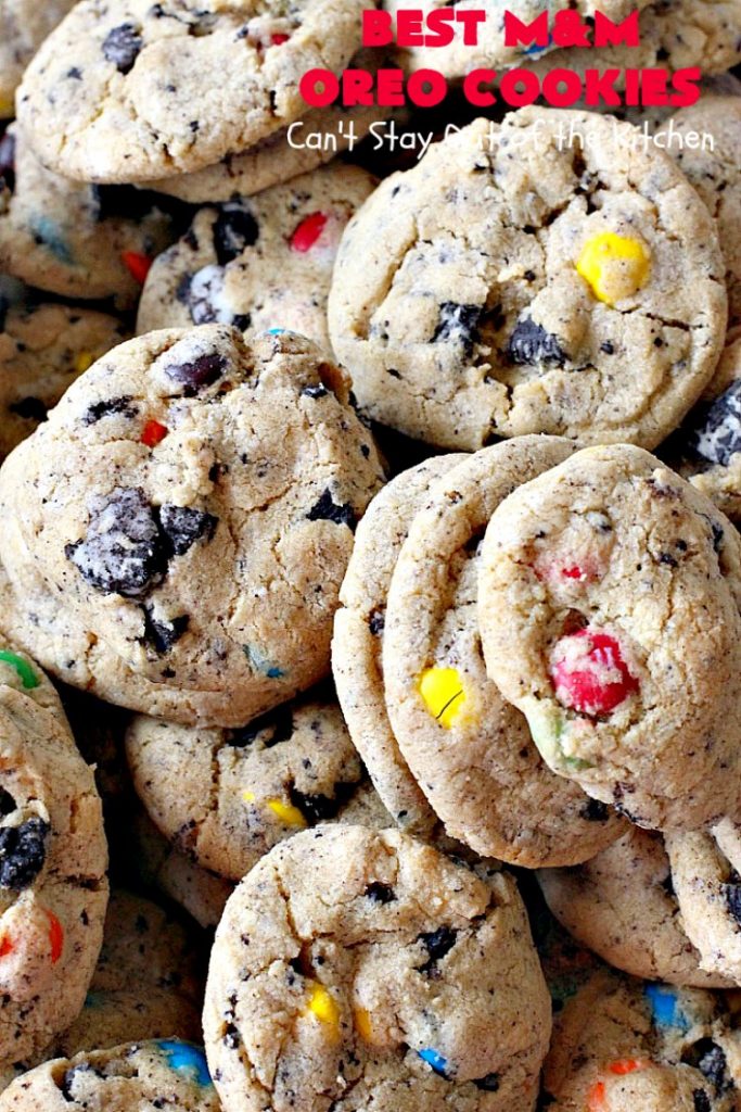 Best M&M Oreo Cookies | Can't Stay Out of the Kitchen | these #cookies will have you drooling after the first bite! #Oreos & #M&Ms taste so superb in this fantastic #chocolate #dessert. Terrific for #holiday baking. #tailgating