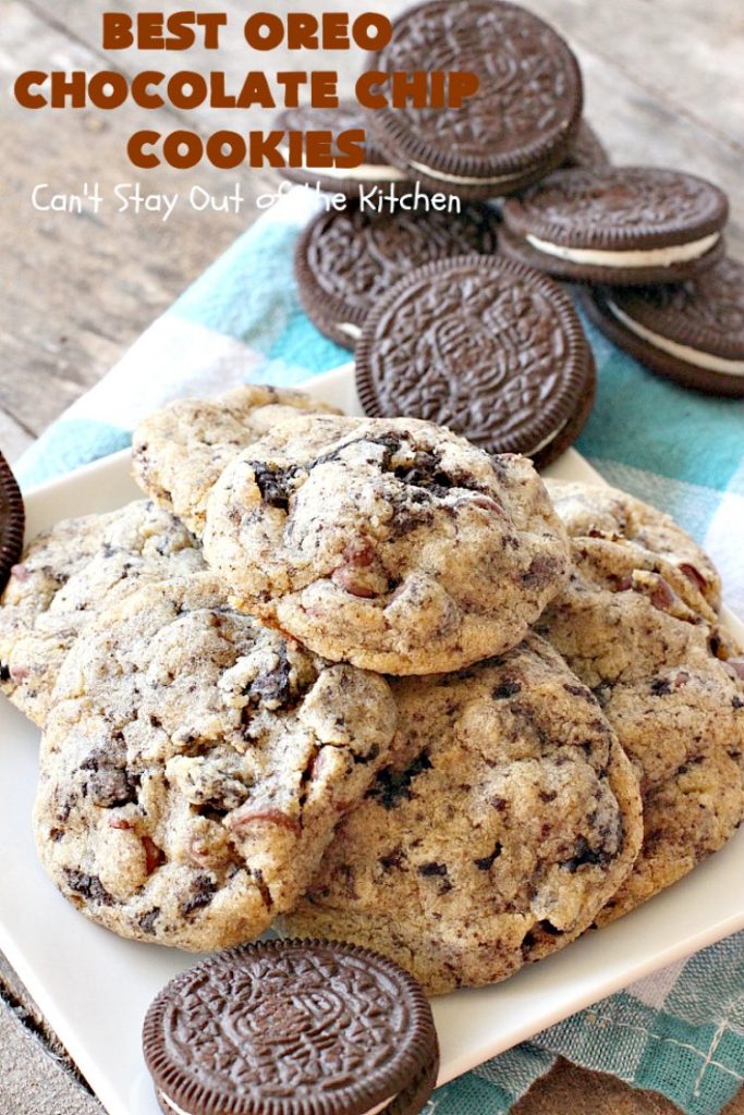Best Oreo Chocolate Chip Cookies | Can't Stay Out of the Kitchen | these rich & decadent #cookies are filled with #Oreos & #chocolate chips. They are divine. Fantastic for #holiday parties & #tailgating. #dessert