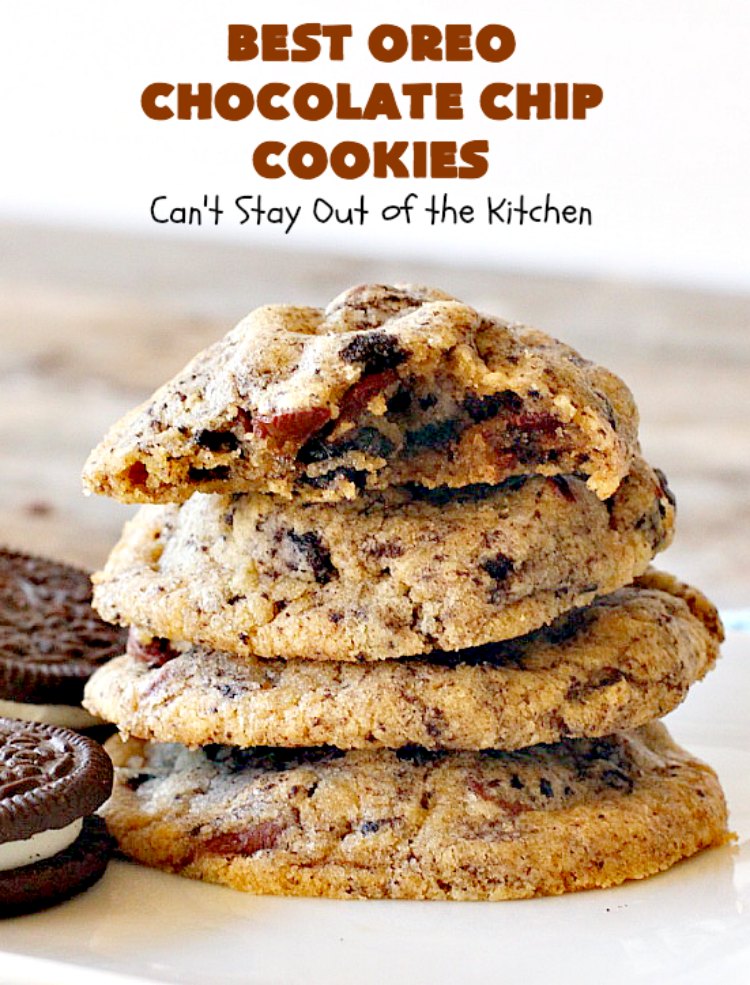 Best Oreo Chocolate Chip Cookies | Can't Stay Out of the Kitchen | these rich & decadent #cookies are filled with #Oreos & #chocolate chips. They are divine. Fantastic for #holiday parties & #tailgating. #dessert
