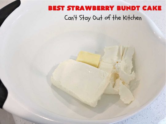 Best Strawberry Bundt Cake | Can't Stay Out of the Kitchen | This is a better version that #NothingBundtCakes that will wow your friends and knock your socks off! This delectable #cake is rich, decadent & heavenly. It's made with #Strawberry cake mix, strawberry jello & #StrawberryPieFilling. The #CreamCheese icing is luscious & irresistible! #StrawberryBundtCake #dessert #StrawberryDessert #holiday #HolidayDessert #BestStrawberryBundtCake