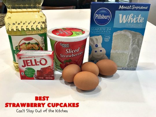 Best Strawberry Cupcakes | Can't Stay Out of the Kitchen | these spectacular #Strawberry #Cupcakes will have you drooling from the first bite. Terrific for company & #holidays like #FathersDay. We also like to make them for #ValentinesDay, #Christmas & baby showers! #BestStrawberryCupcakes #dessert #StrawberryDessert