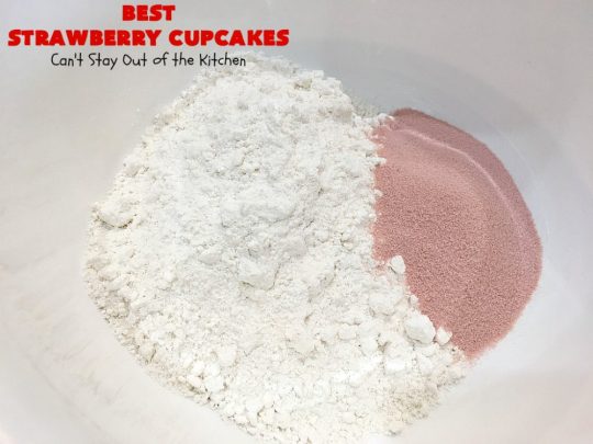 Best Strawberry Cupcakes | Can't Stay Out of the Kitchen | these spectacular #Strawberry #Cupcakes will have you drooling from the first bite. Terrific for company & #holidays like #FathersDay. We also like to make them for #ValentinesDay, #Christmas & baby showers! #BestStrawberryCupcakes #dessert #StrawberryDessert