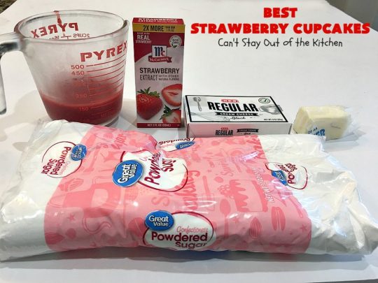 Best Strawberry Cupcakes | Can't Stay Out of the Kitchen | these spectacular #Strawberry #Cupcakes will have you drooling from the first bite. Terrific for company & #holidays like #FathersDay. We also like to make them for #ValentinesDay, #Christmas & baby showers! #BestStrawberryCupcakes #dessert #StrawberryDessert